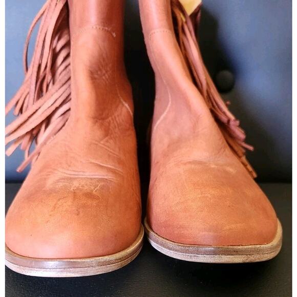 FREE PEOPLE MATISSE Women's Size 8M Fringed Flat Booties Cayenne Leather NEW - Picture 4 of 11